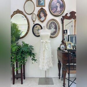 Ivory Strapless Ruffle Midi Dress - bridal/ Occasion Dress